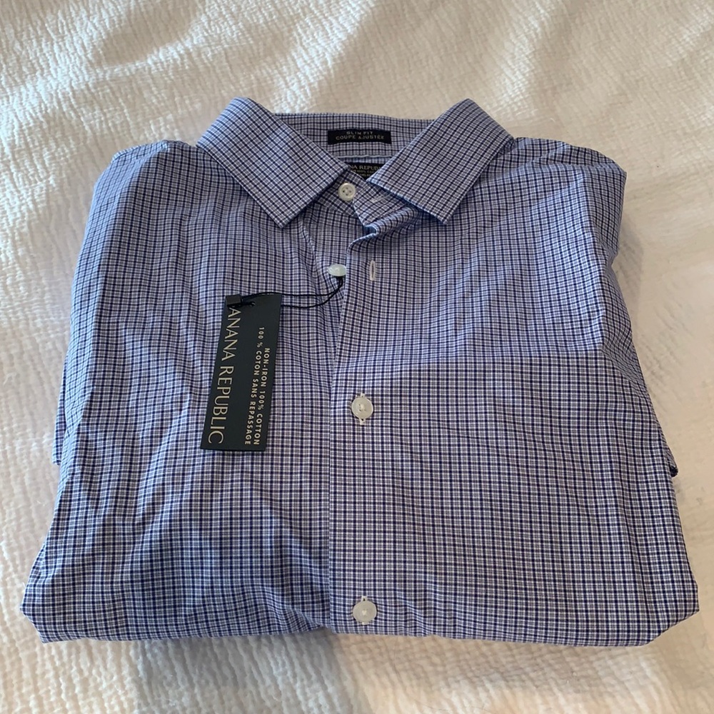 NWT - Banana Republic plaid dress slim fit shirt - Size Large